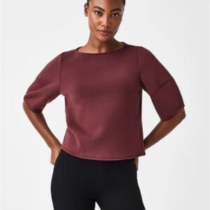SPANX Rich Burgundy Short Sleeve Top